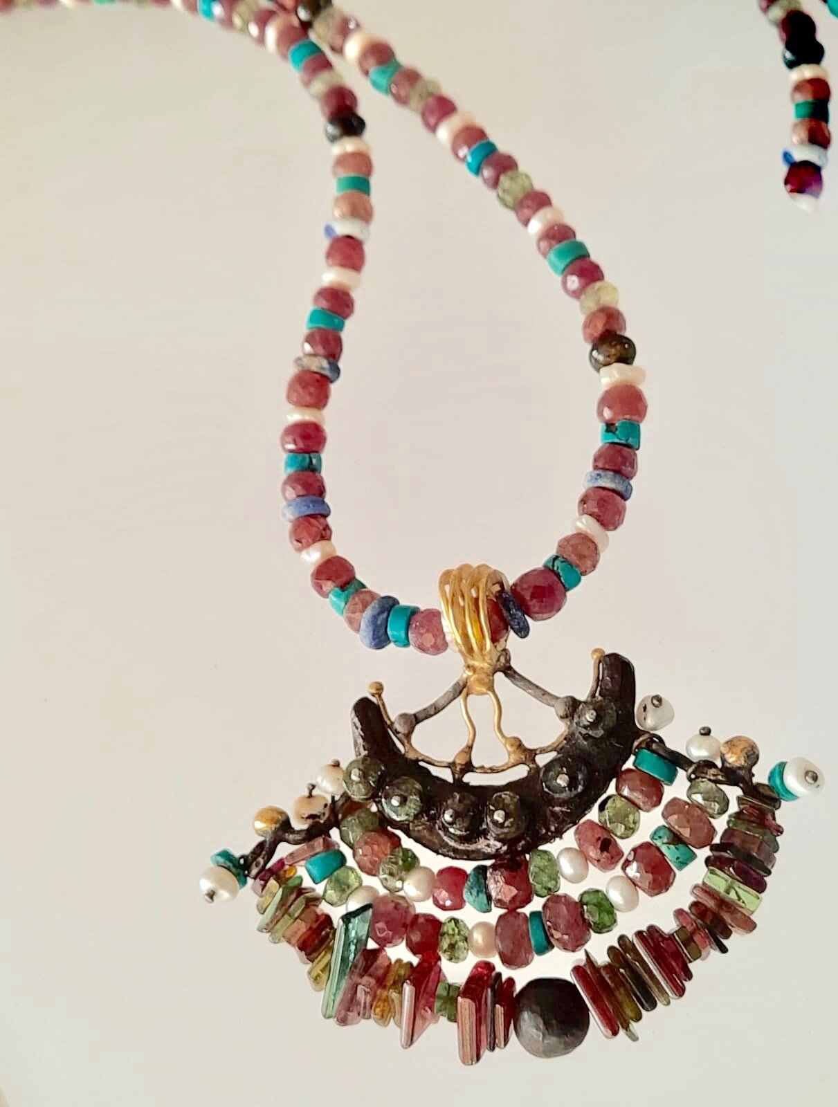 'Bird Tail' woven necklace