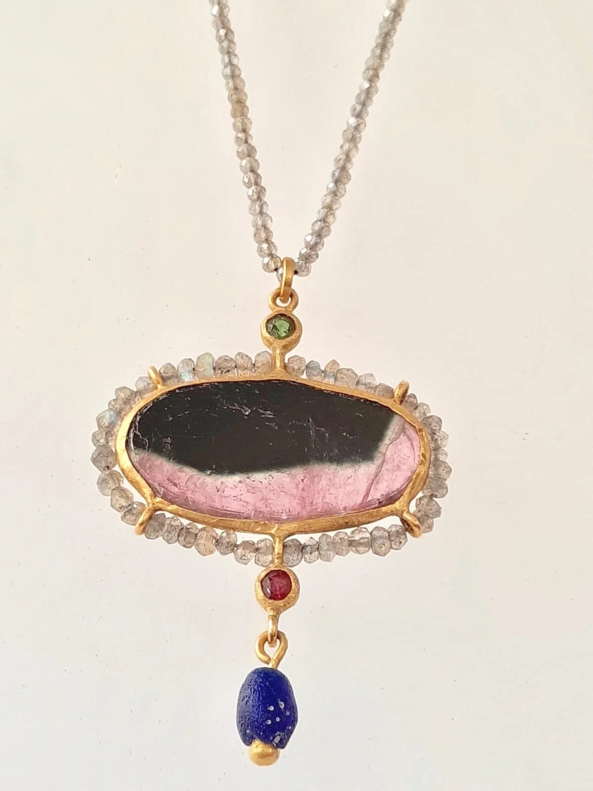 'Dancer Necklace', 18kt gold with Tourmaline and Labradorite Jewellery Jewelry