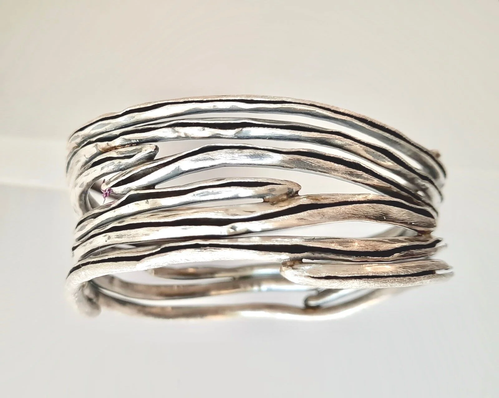 Pure silver cuff with oxidised and brush finish    Jewellery   Jewelry