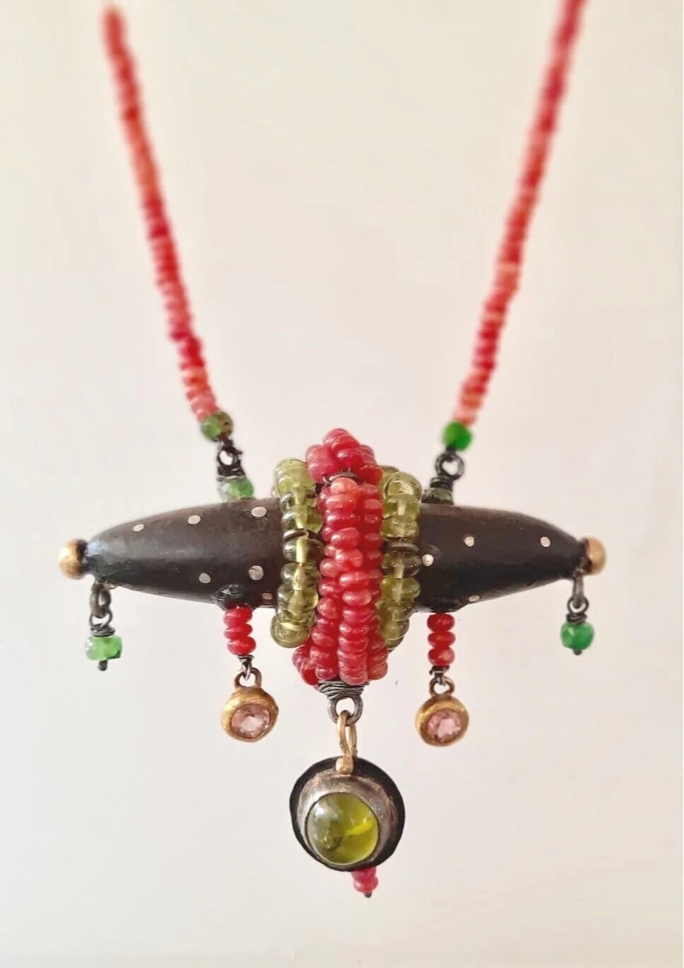 Necklace, 22kt Gold and Silver, Ebony and gemstones  Jewellery    Jewelry