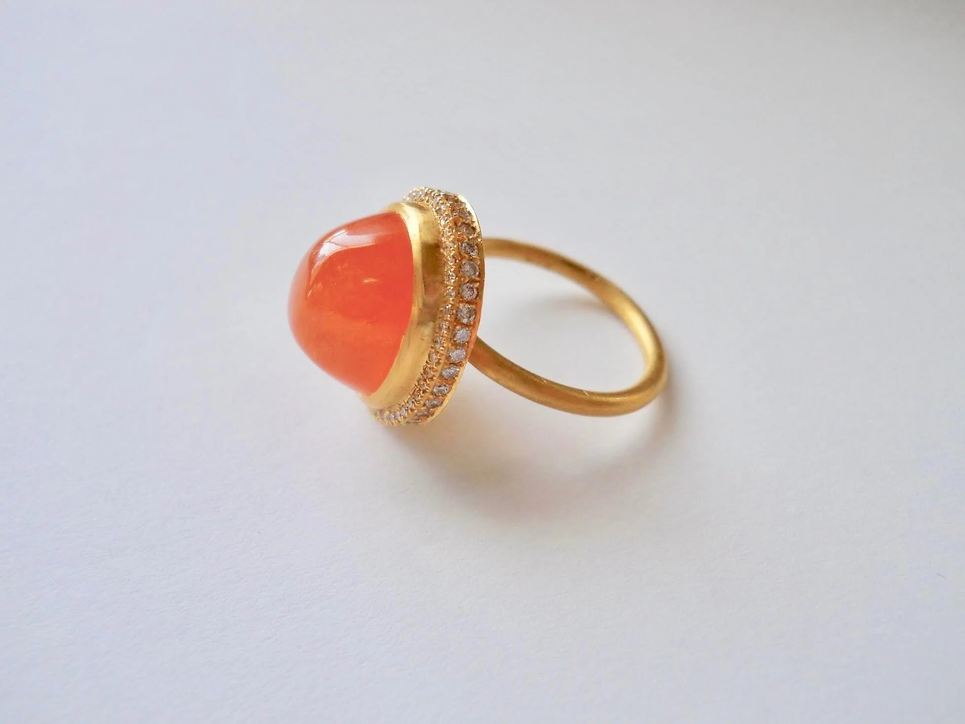 Mandarin Garnet and Diamond 22kt gold ring    Jewelry Jewellery 