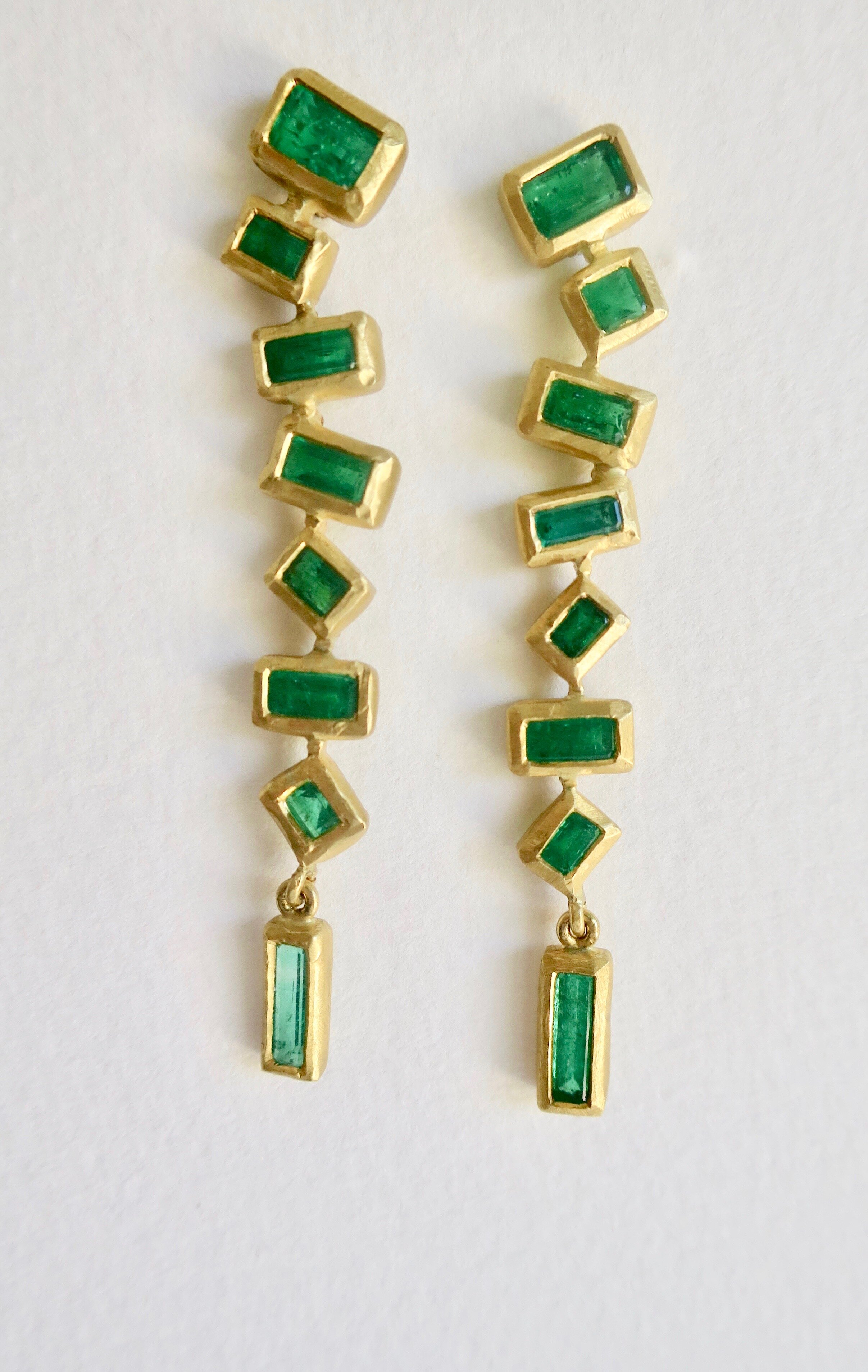 Emerald Earrings, 22kt Gold