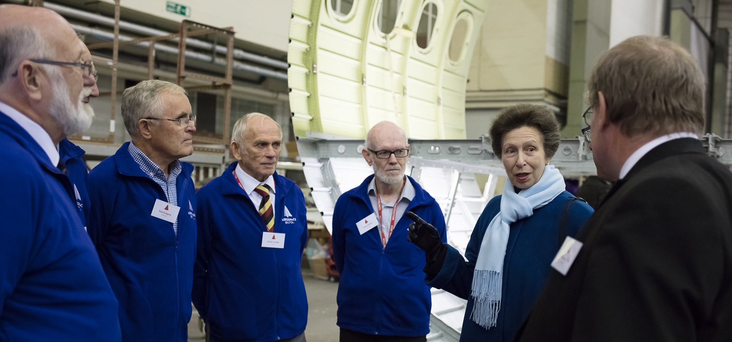 HRH The Princess Royal meets with Iain Gray CBE, Chairman of the Bristol Aero Collection Trust and Aerospace Bristol volunteers