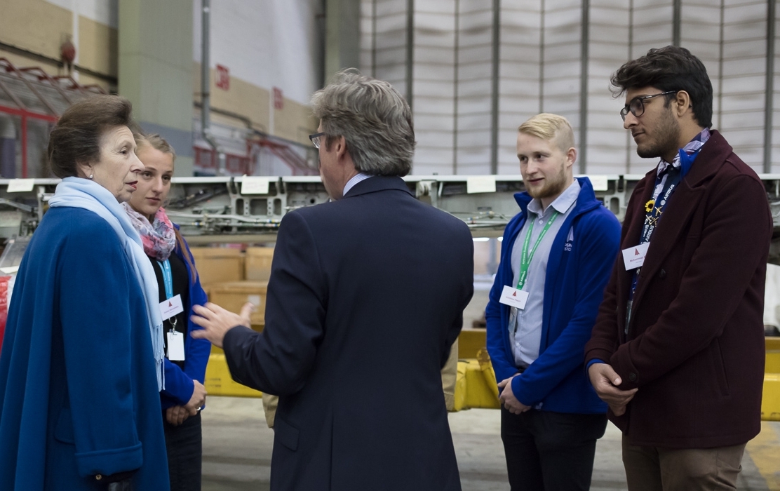 HRH The Princess Royal meets with Lloyd Burnell, Executive Director and Aerospace Bristol volunteers