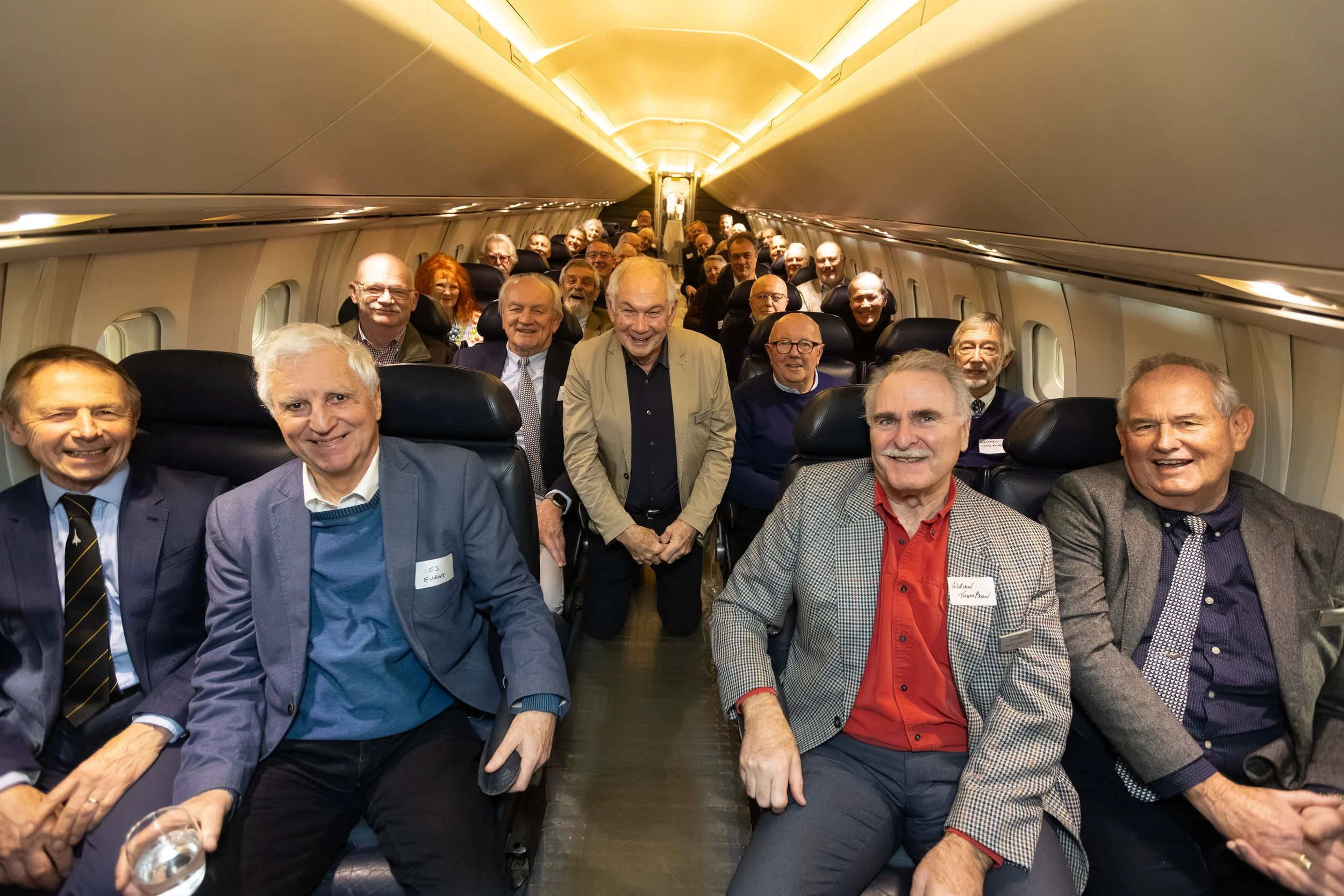  Former Concorde crew sitting on board Concorde. 