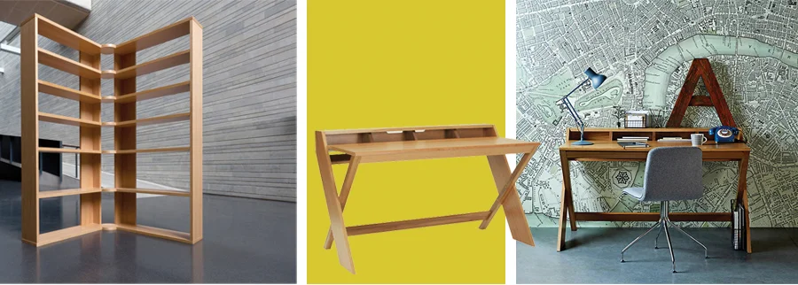 Hinge Shelves designed for Heal's and Ravenscroft Desk , were both short listed for the 2012 Wood Awards Furniture - Production Made.