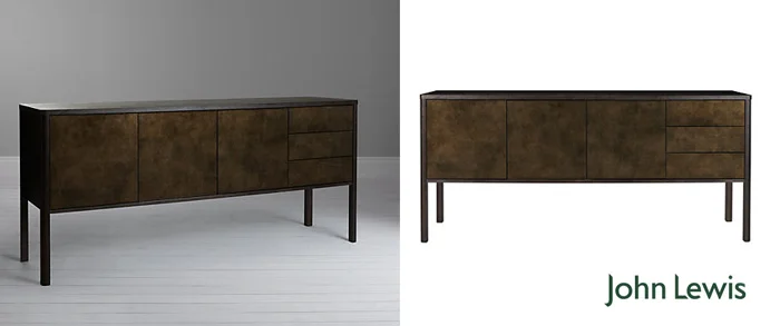 Lucente 3 door 3 drawer cabinet in dark stained oak with high gloss bronze effect door and drawer fronts