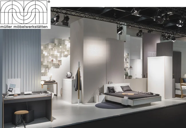Slope Bed , designed by Leonhard Pfeifer for shown in white HPL on plywood