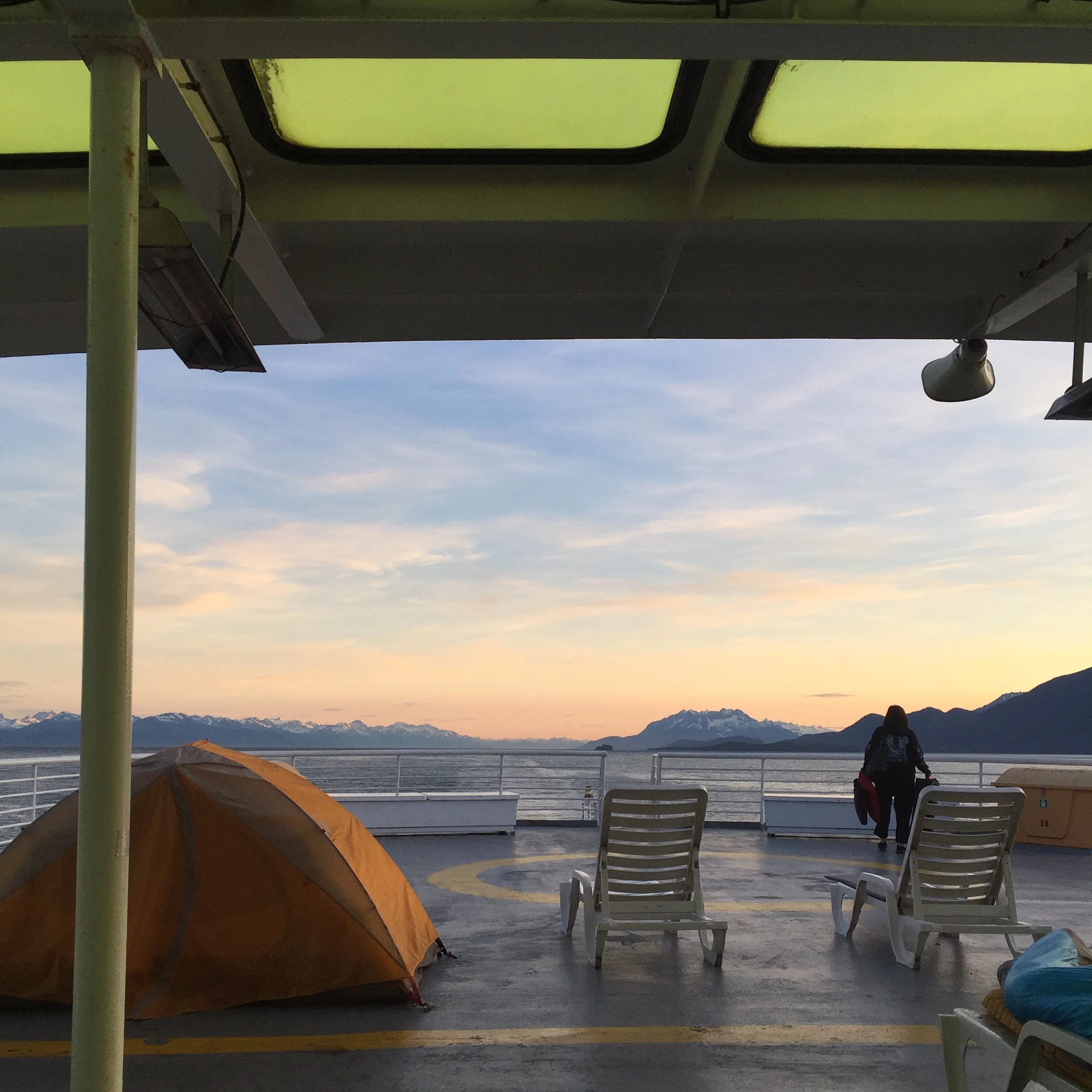 Tent sighting on the helicopter deck
