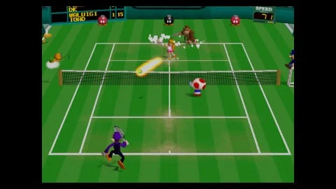 In Mario Tennis, the Mushroom Kingdom's finest hit the court in this wild multiplayer tennis game from Camelot, the talented developers behind the Golden Sun and Mario Golf games. (Photo: Business Wire)