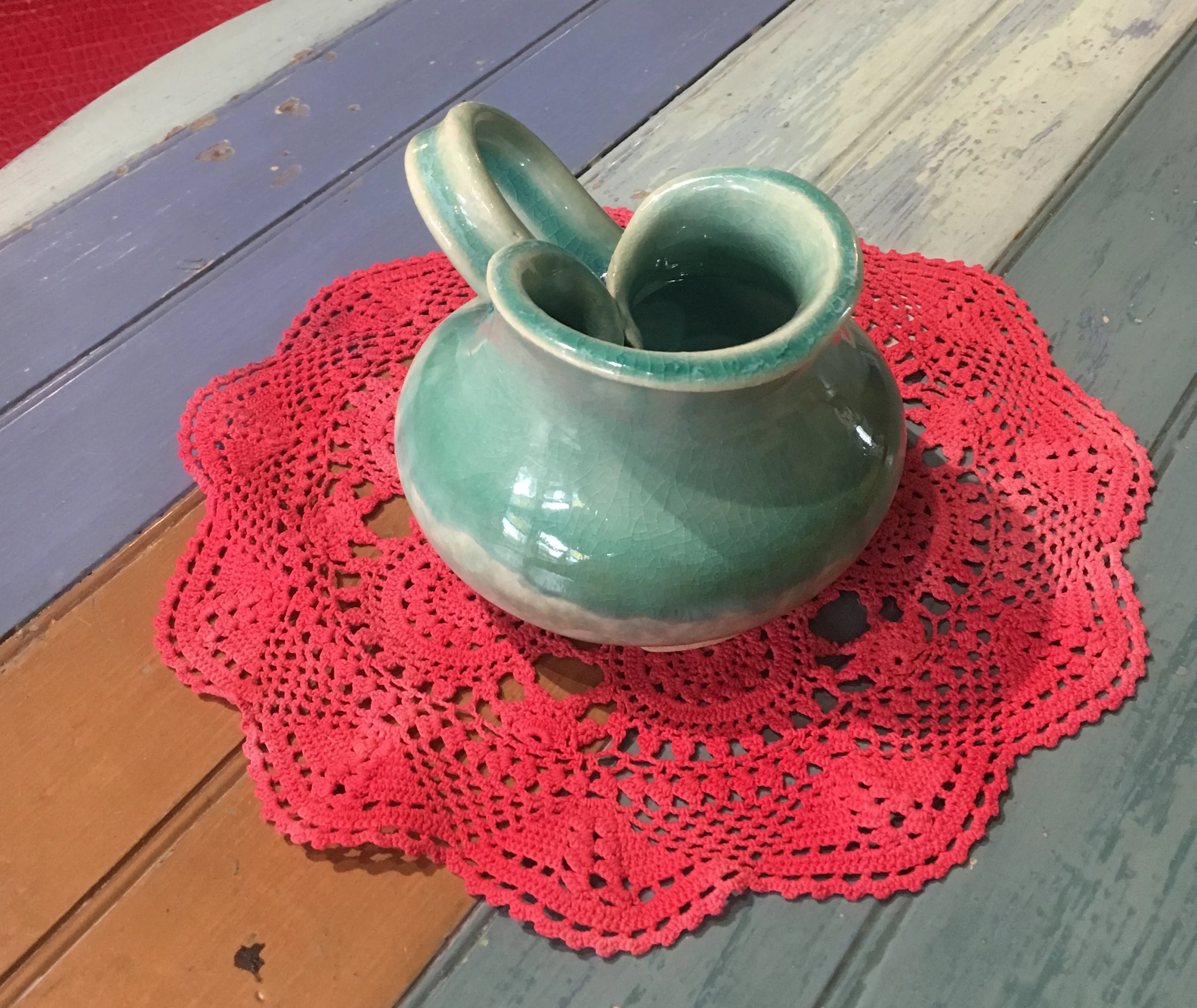 A limp wheel pot becomes an awesome centerpiece! (It's a permanent part of our pottery party serving set).
