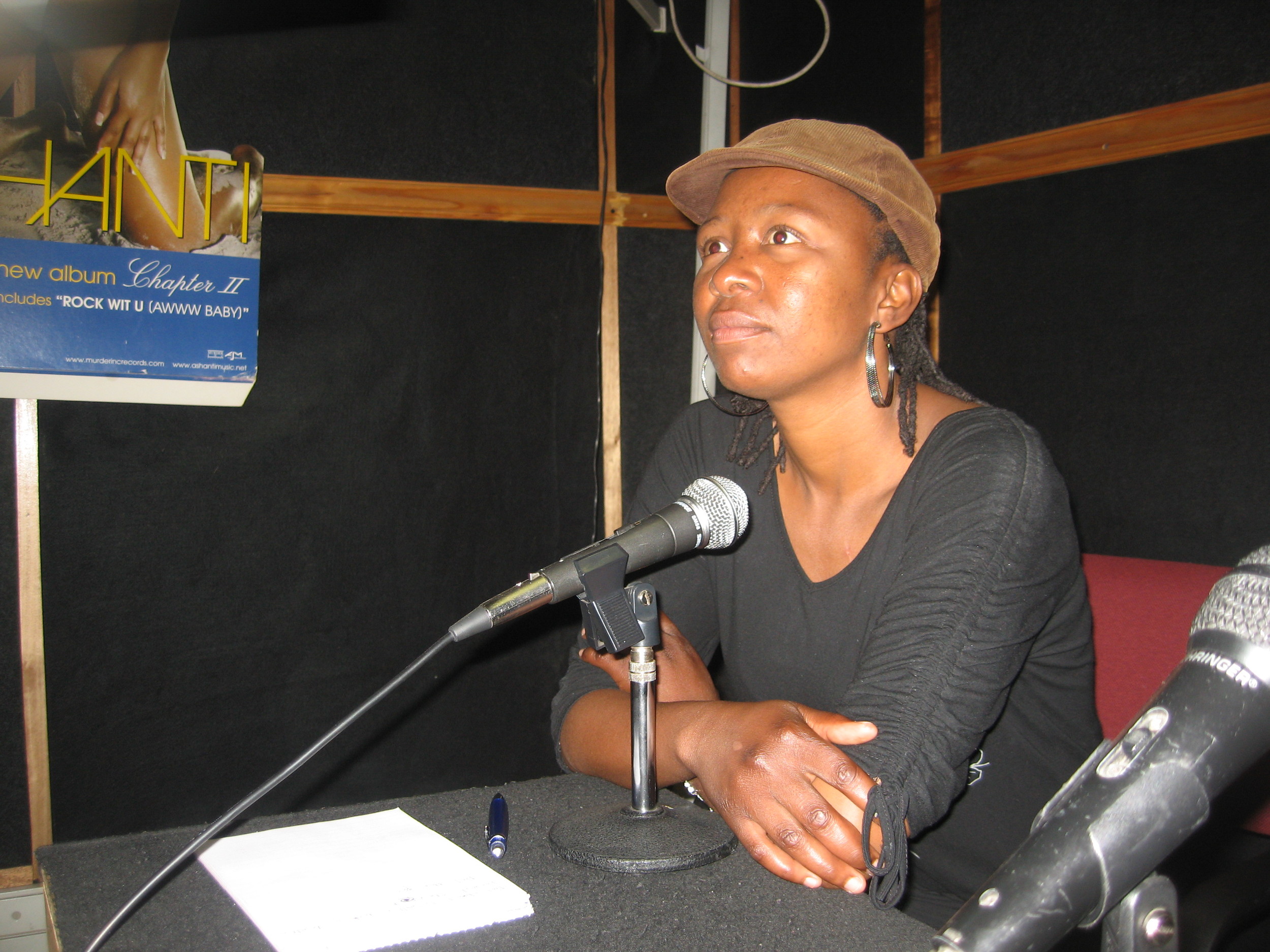 Papali Monyake doing radio announcements for the auditions.