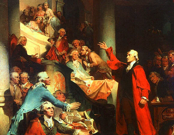 Patrick Henry Before the Virginia House of Burgesses in 1765 (Wikimedia Commons/Peter F. Rothermel)