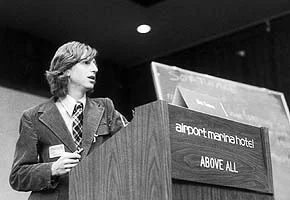 Bill Gates speaks at the First World Altair Conference in 1976.