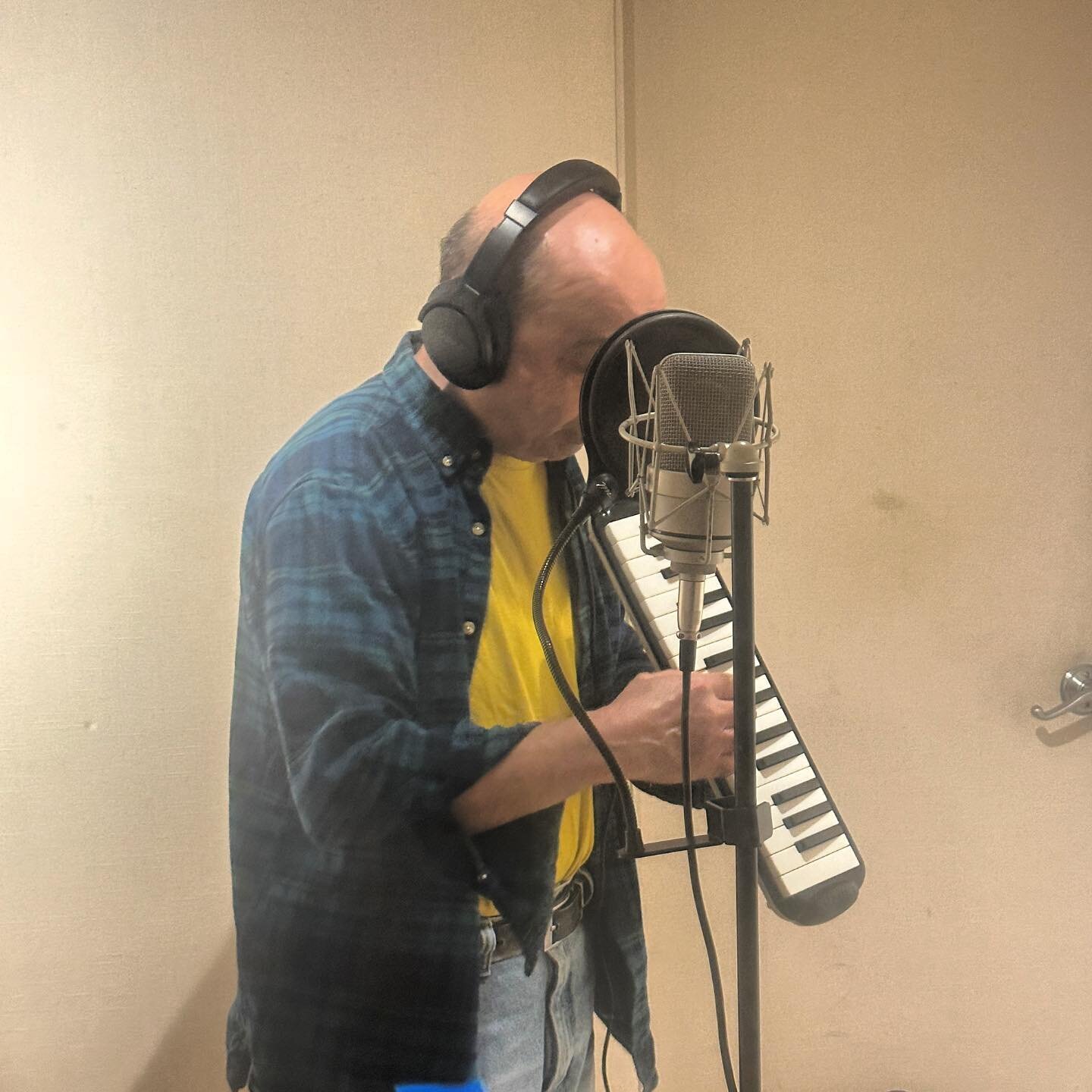 Mr. Taravati recording in the vocal booth with his melodica. #melodica #vocalbooth #recording #recordingstudio