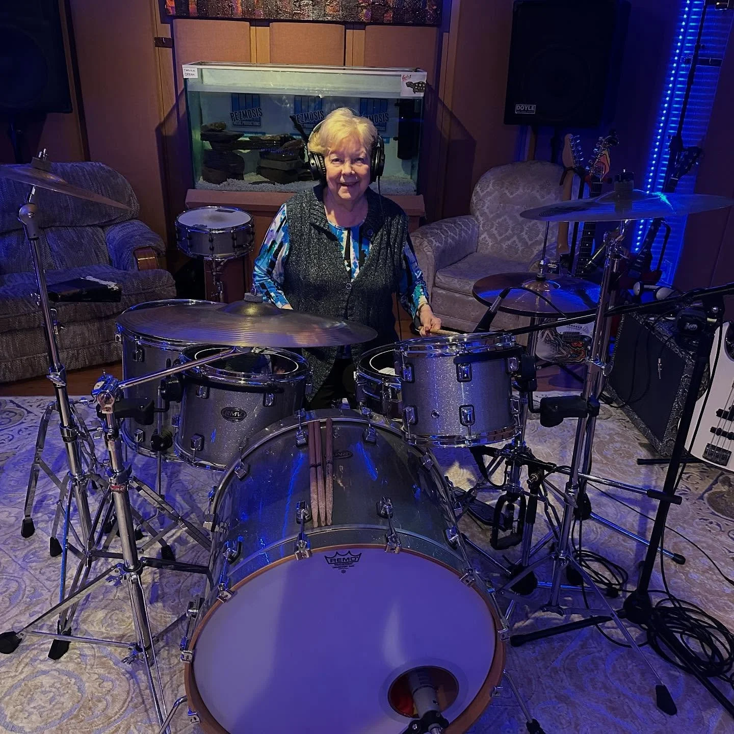 Mom on drums ❤️ #drummer #pezmosis #drums #recordingstudio #drumrecording