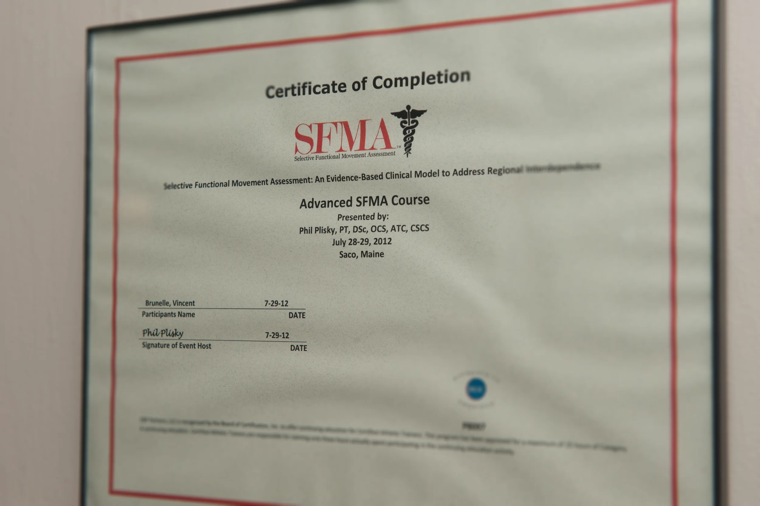 Dr. Brunelle has completed the SFMA training.