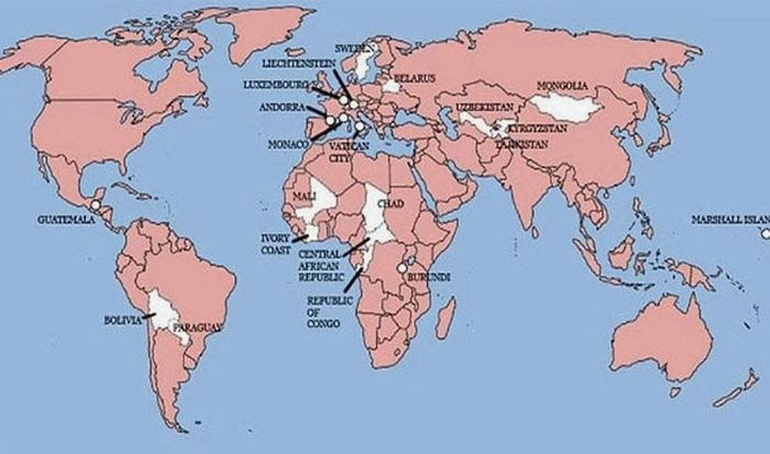 It’s a fact: Countries shown in white – 22 in all – have never been invaded by Great Britain. Only 22!