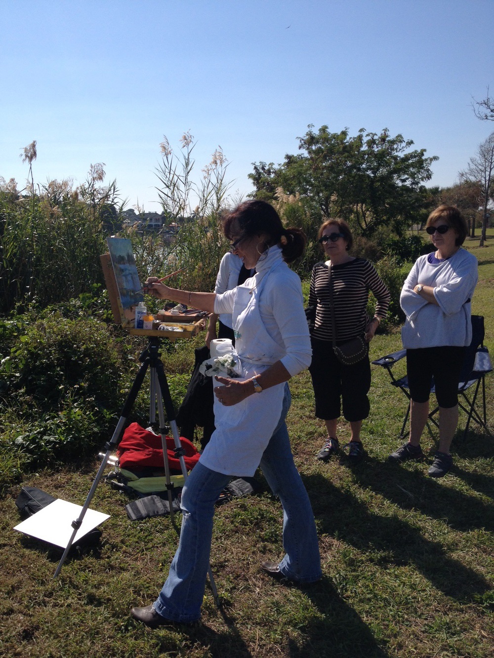 Giving a demo at Lake Ida. Students with comfortable clothes!