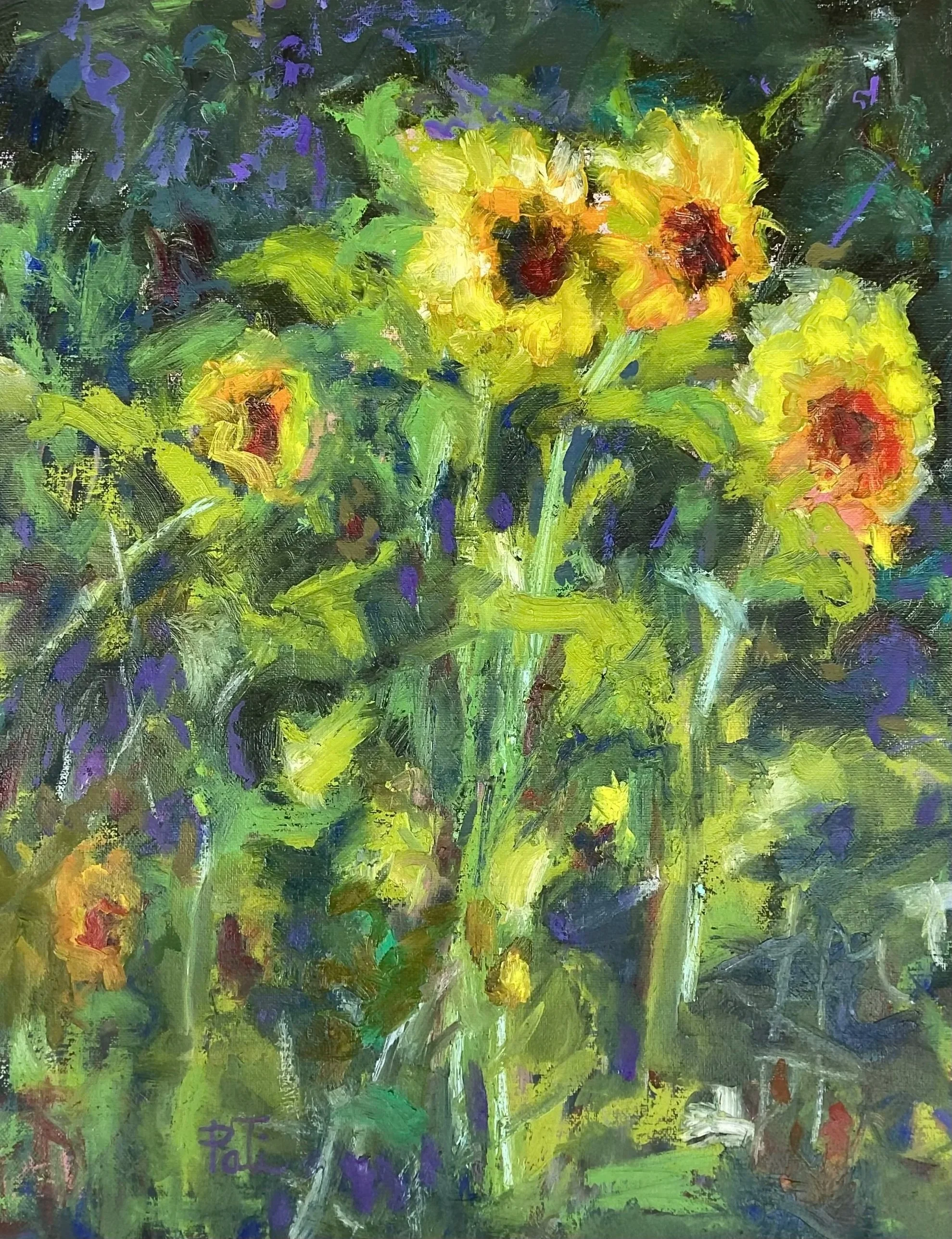 Windblown, oil sticks on canvas
