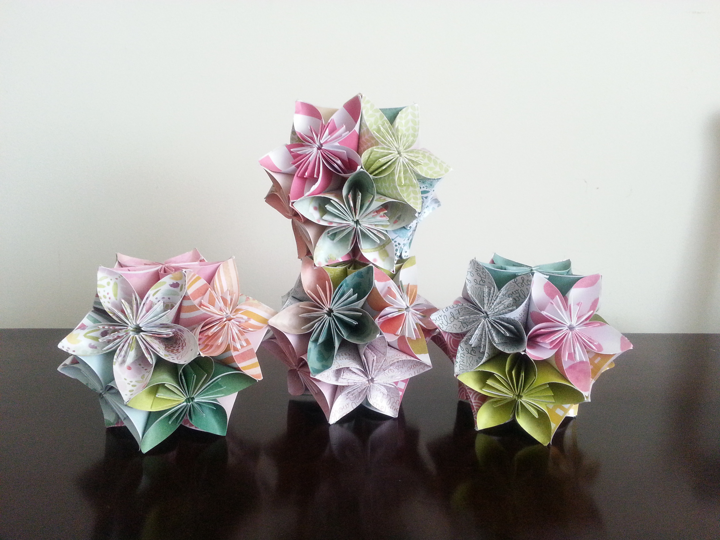more origami flower balls - stack 'em!