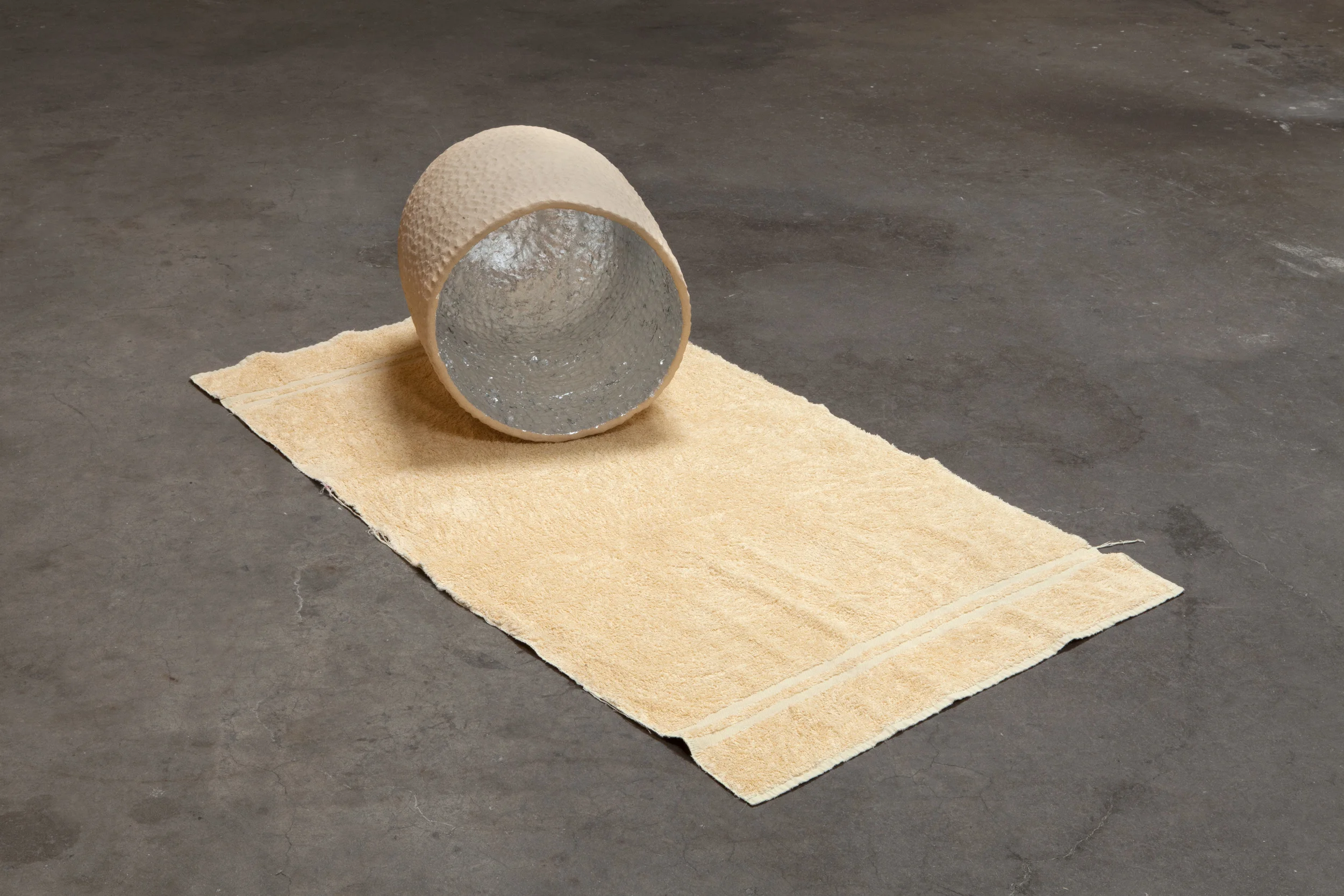 Kathryn O'Halloran, Self Portrait, 2015, towel, stoneware, aluminum