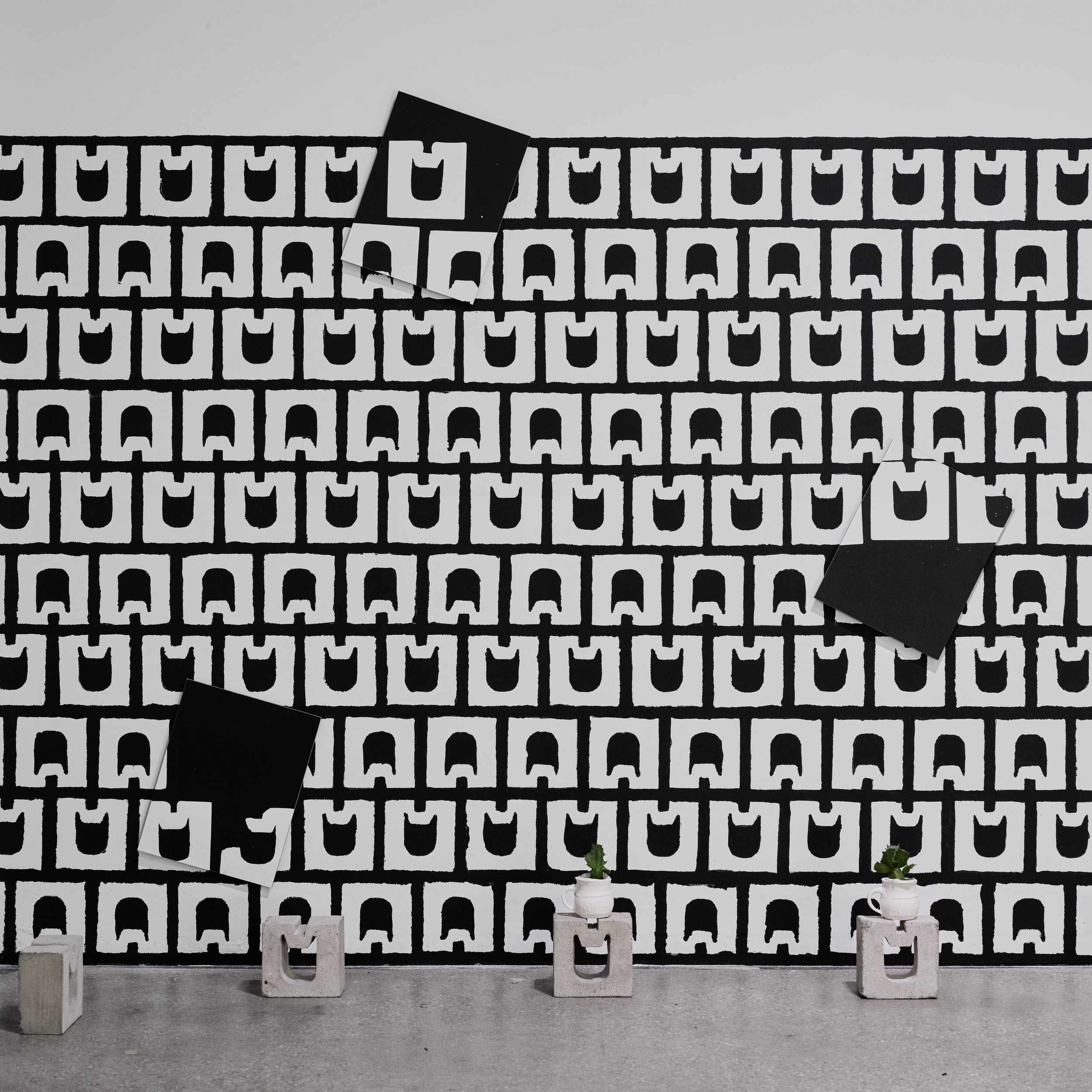 A Breeze Block Wall with Phantom Cats (detail), 2016