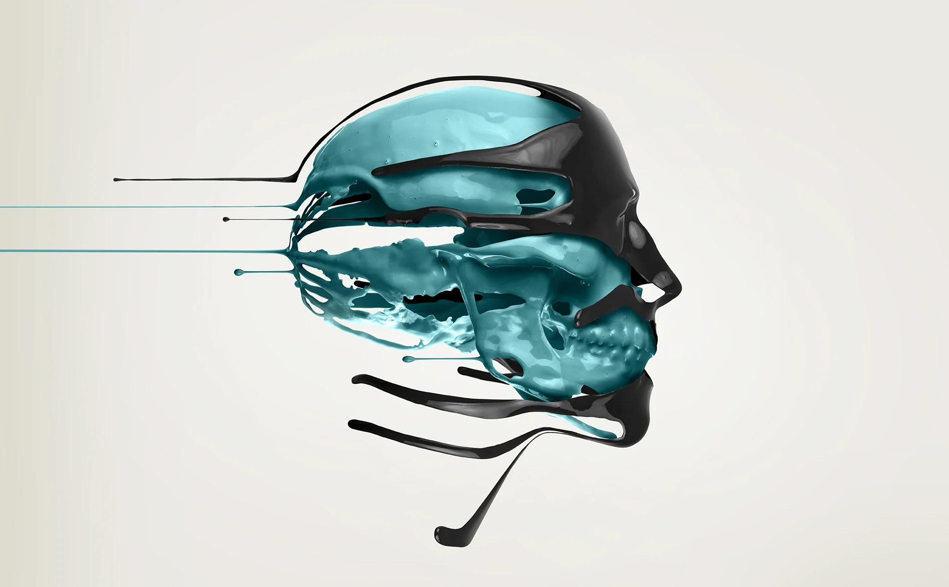  Artificial Anatomy is an exploration into our understanding of surface, texture and volume. The human head and skull were used as a canvas; familiar forms onto which coloured paints were poured to define their surface and shape.  Images of the pro