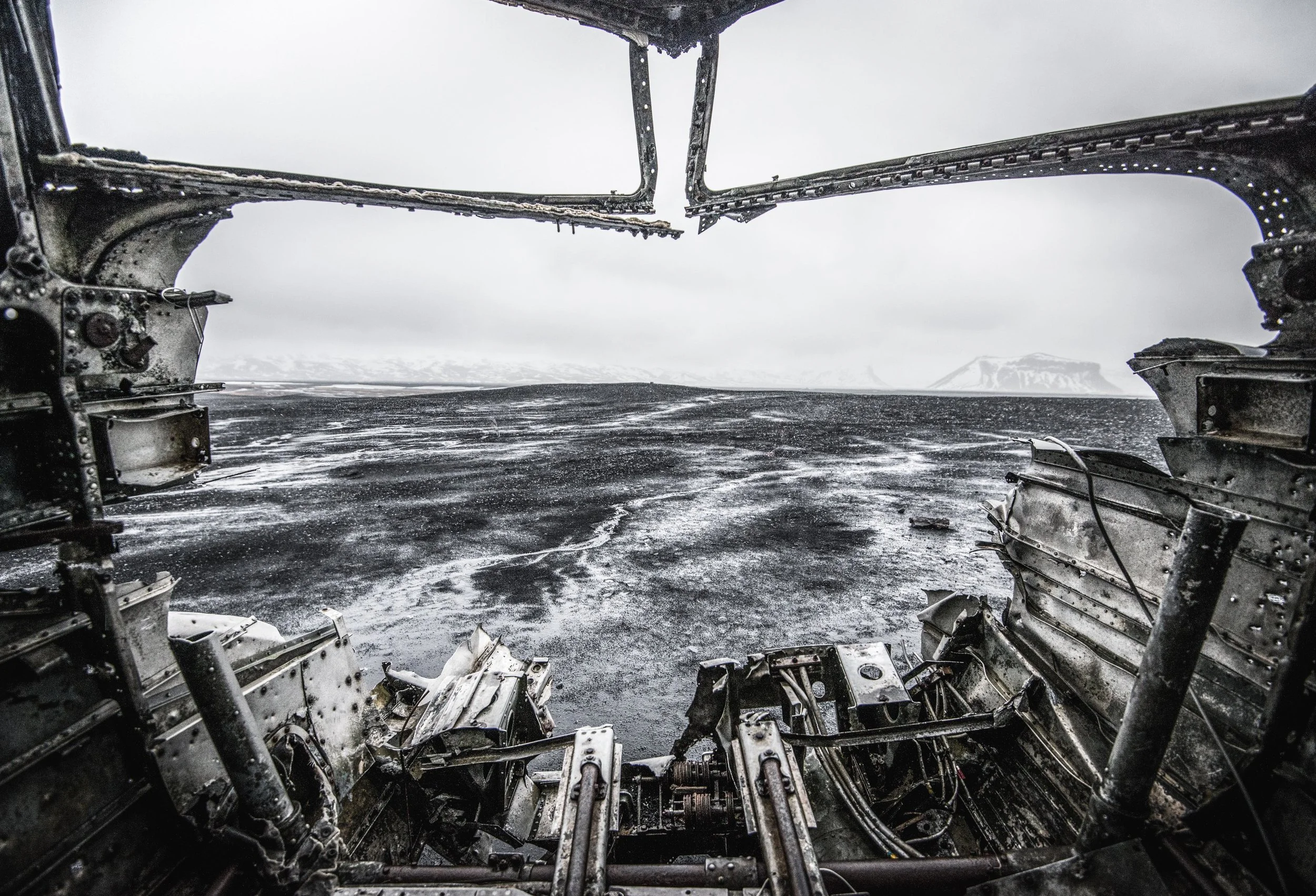  In 1973 a United States Navy DC plane ran out of fuel and crashed on the black beach at Sólheimasandur, in the South coast of Iceland. This series of images were captured whilst visiting the site during a trip across the southern coast of Iceland. 