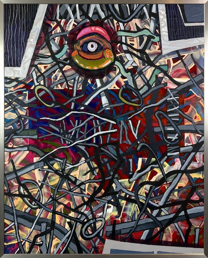 Die Nerven liegen blank / 2026 / Acrylic on Glass / 55 x 40 cm 