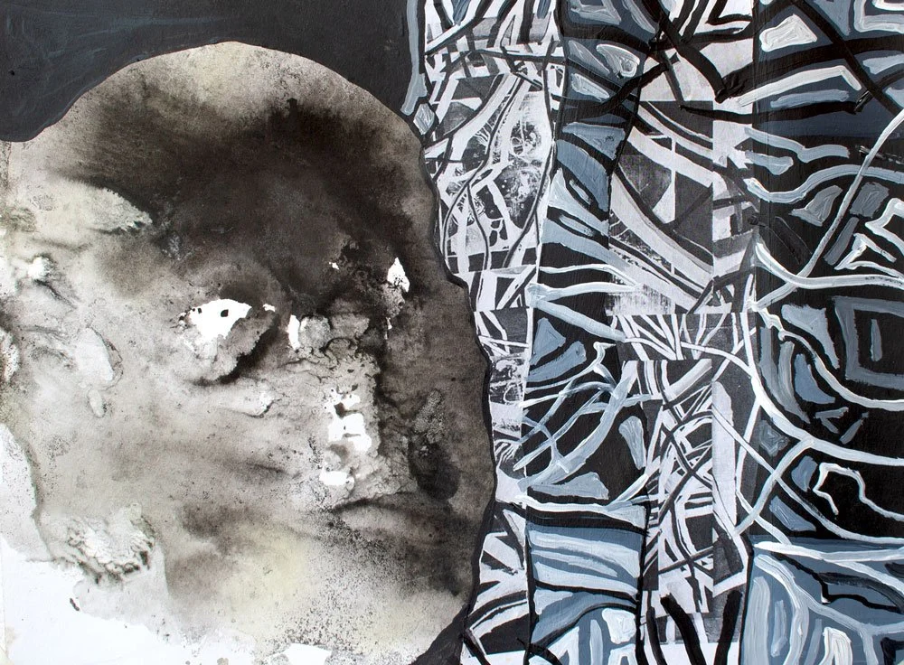 Nach 8 Stunden / 2025 / Acrylic and Ink on Paper / 42 x 29,7 cm