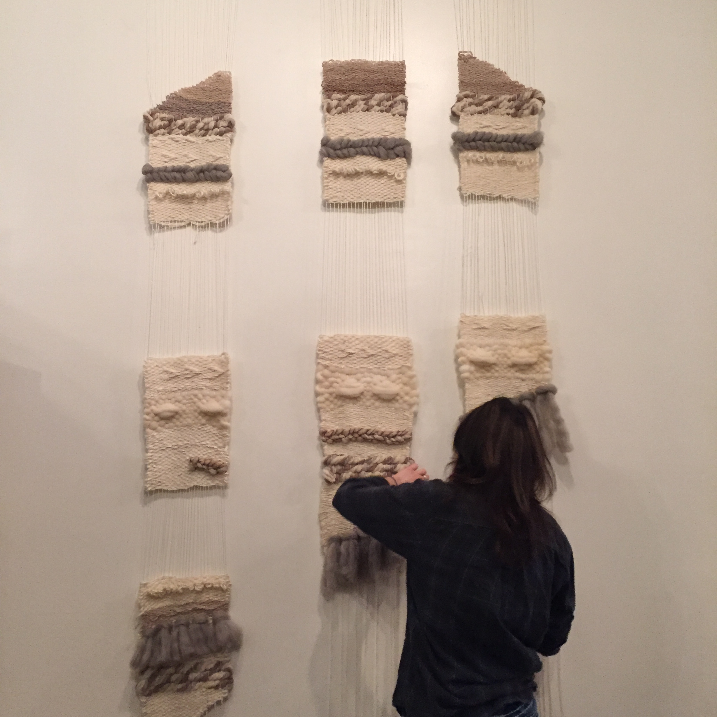 Putting the finishing touches on a large instillation at a coffee and tea house. This piece measures 9 feet tall by 6 feet wide. 