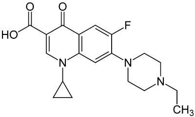 Molecular structure of the antibiotic enroflaxcin.