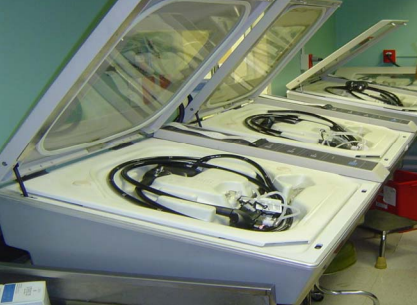 Endoscopes (the instrument that resulted in infections at UCLA) in sterilization equipment