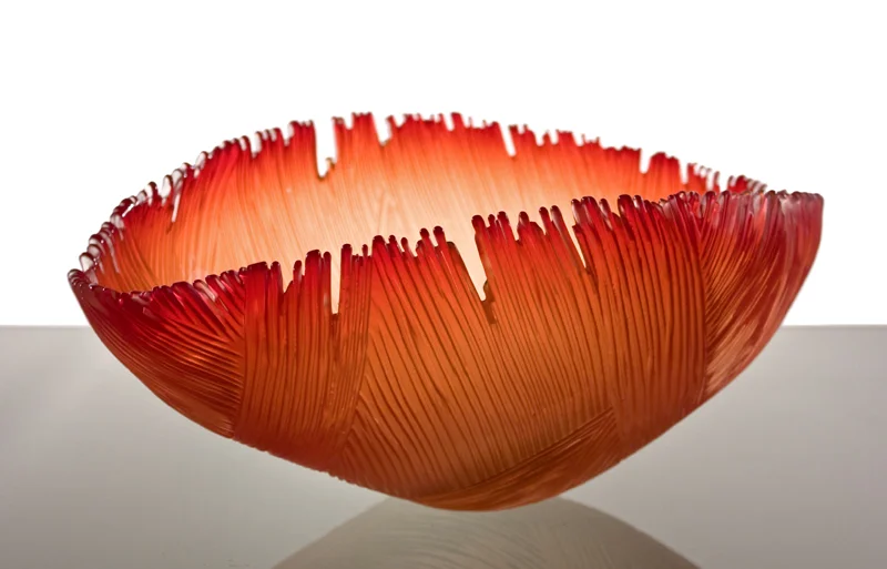 Saw Cut Bowl in Fire Red (lined)