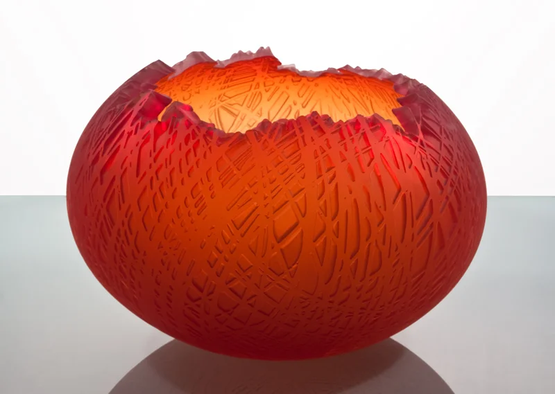 Carved Bowl - Stick Series in Fire Red
