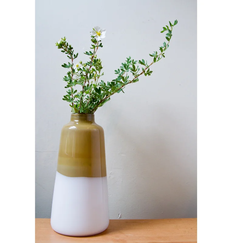 Two-Tone Stem Vase - White and Beige