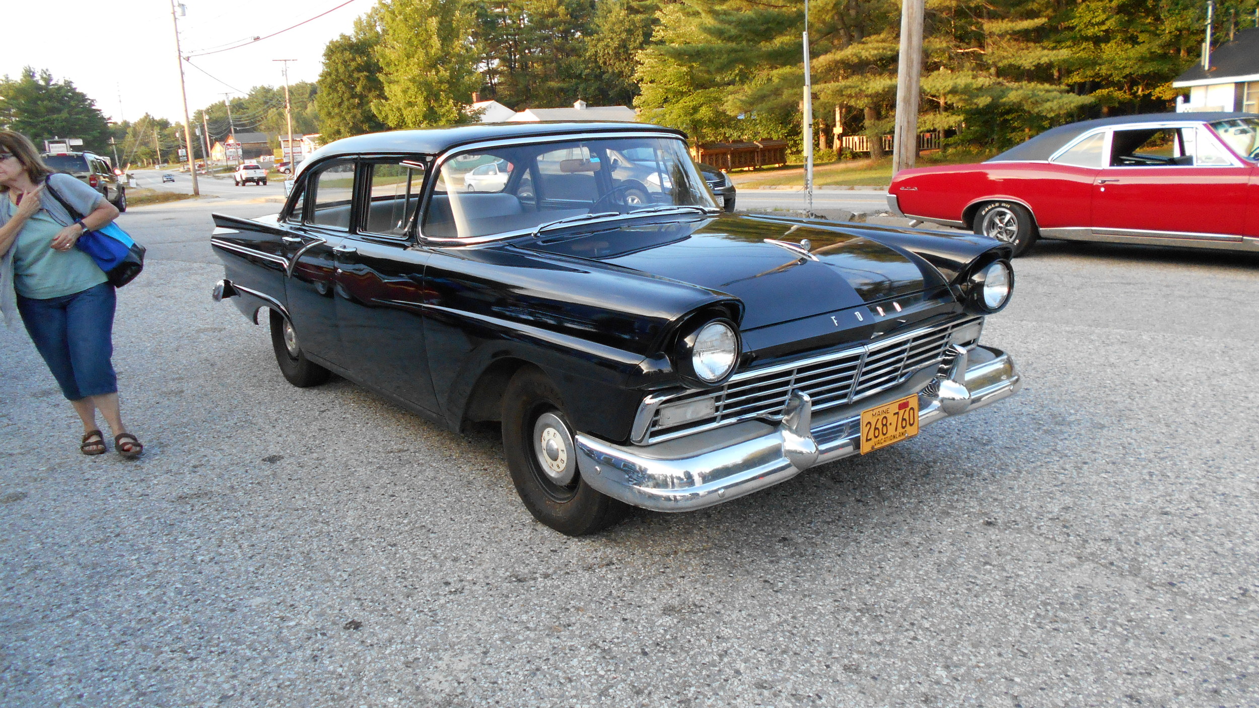 Car of the night.. 1957 Ford base 4 door sedan. 6 cyl std. BUT slightly over 4000 original miles. That's the original paint.