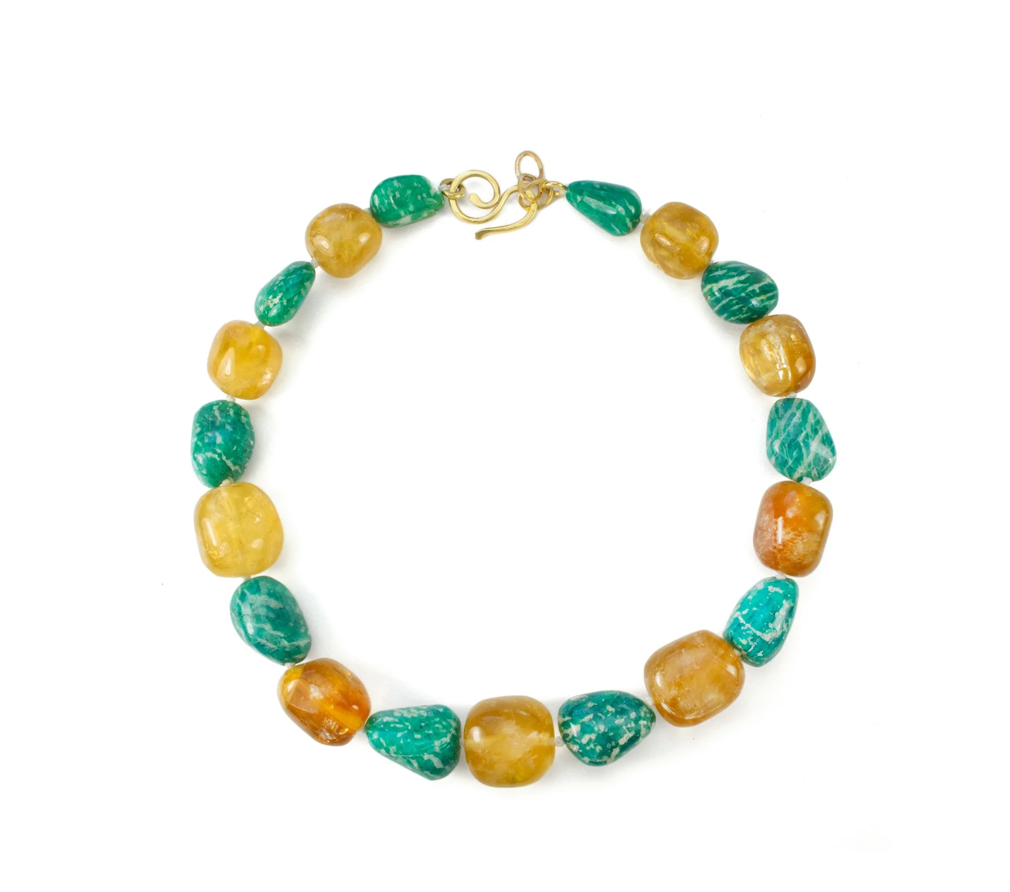 honey calcite and amazonite stone bead necklace