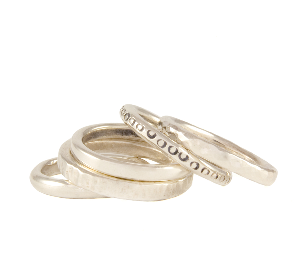 Silver Set of 5 Stack Rings © Margaret Ellis