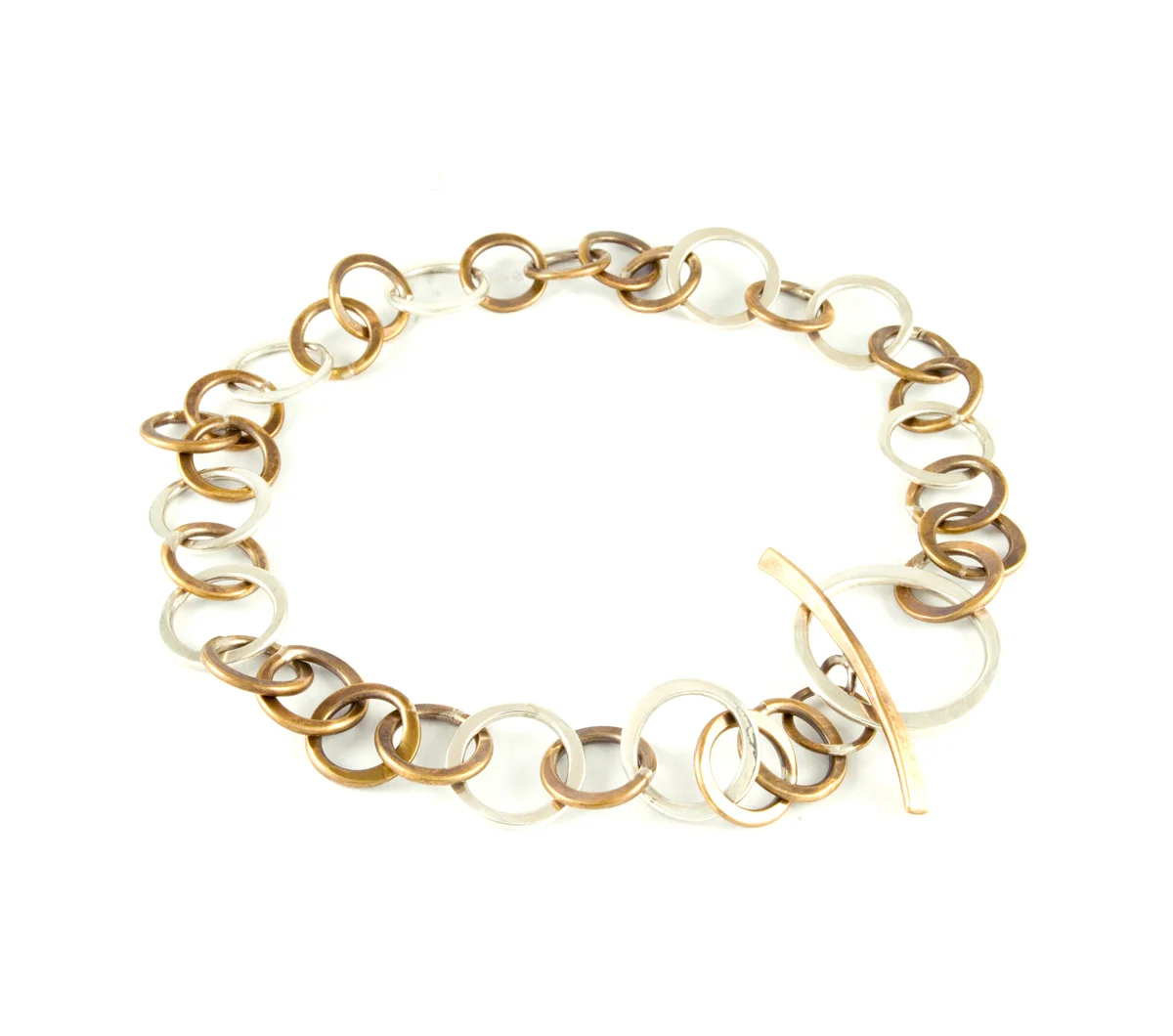 Silver and Bronze Heavy Chain Necklace © Margaret Ellis