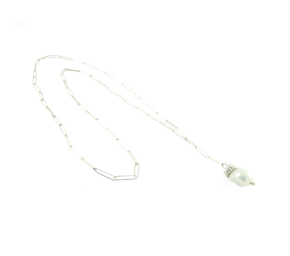 Silver Pearl Drop Necklace © Margaret Ellis