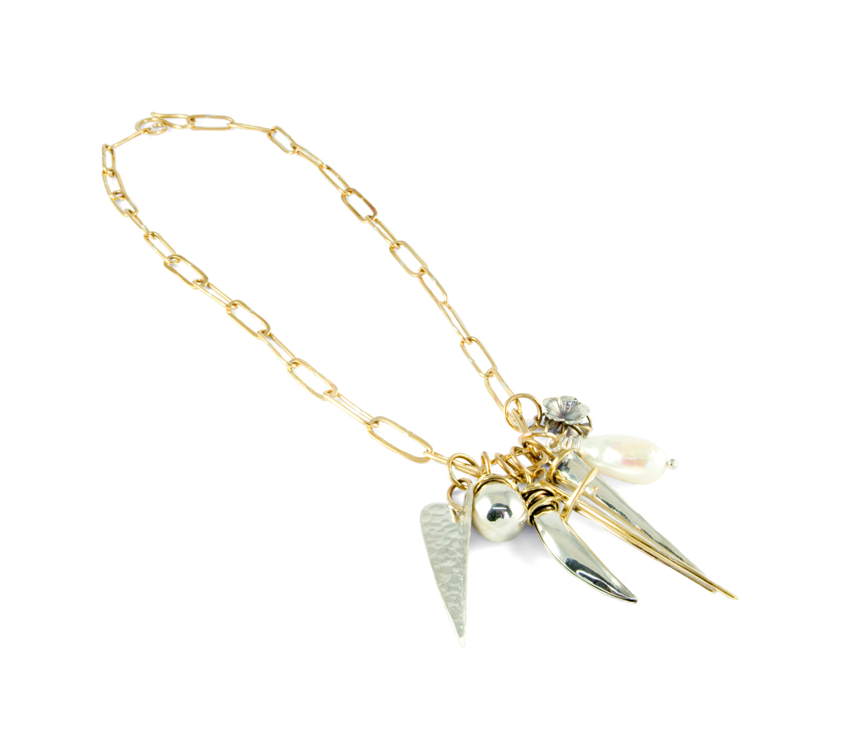 Bronze and Silver Charm Necklace © Margaret Ellis
