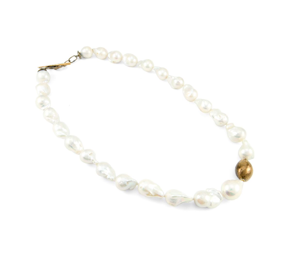 Pearl Strand Necklace with Bronze Bead © Margaret Ellis