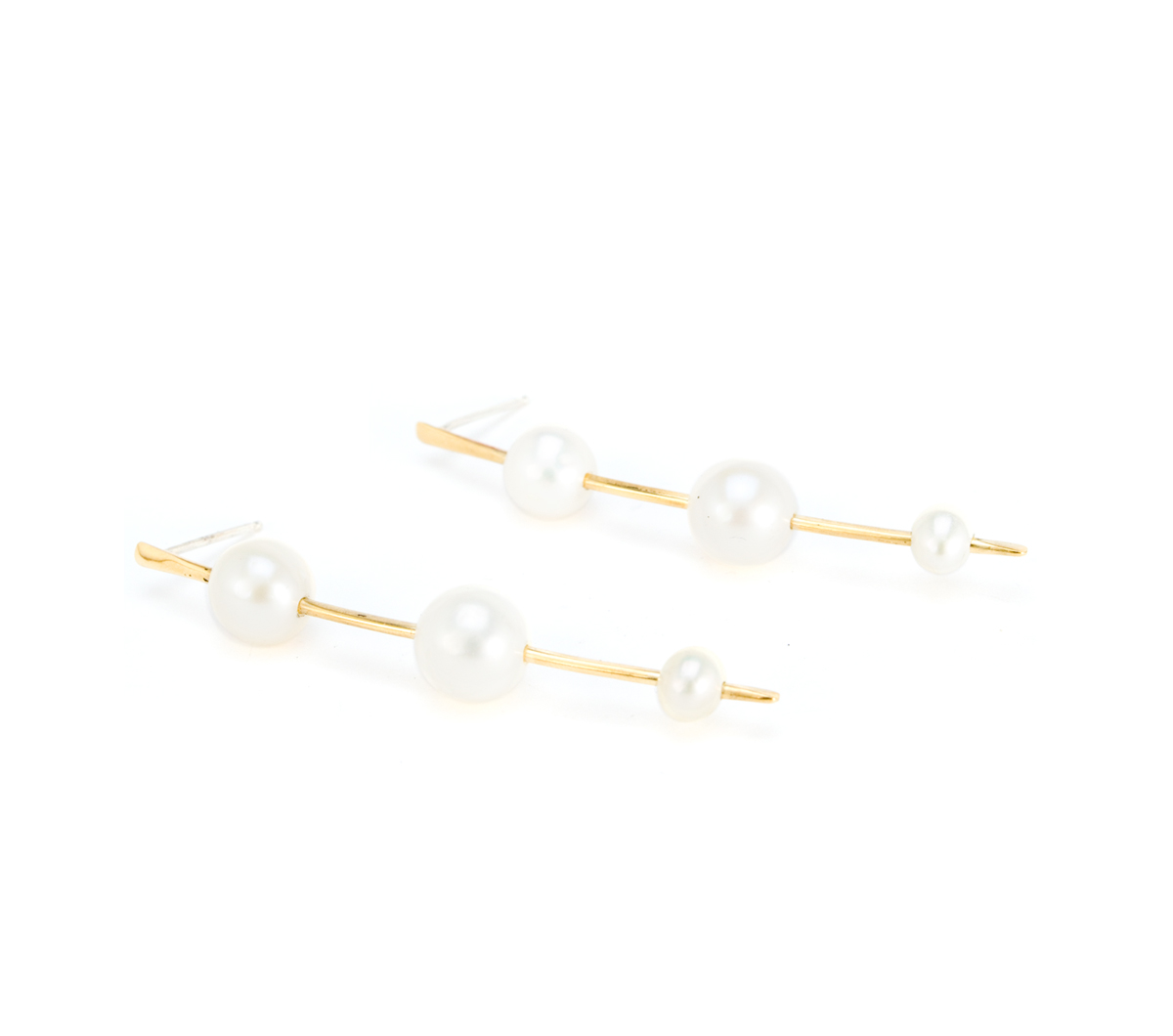 Bronze Pearl Long Earrings © Margaret Ellis