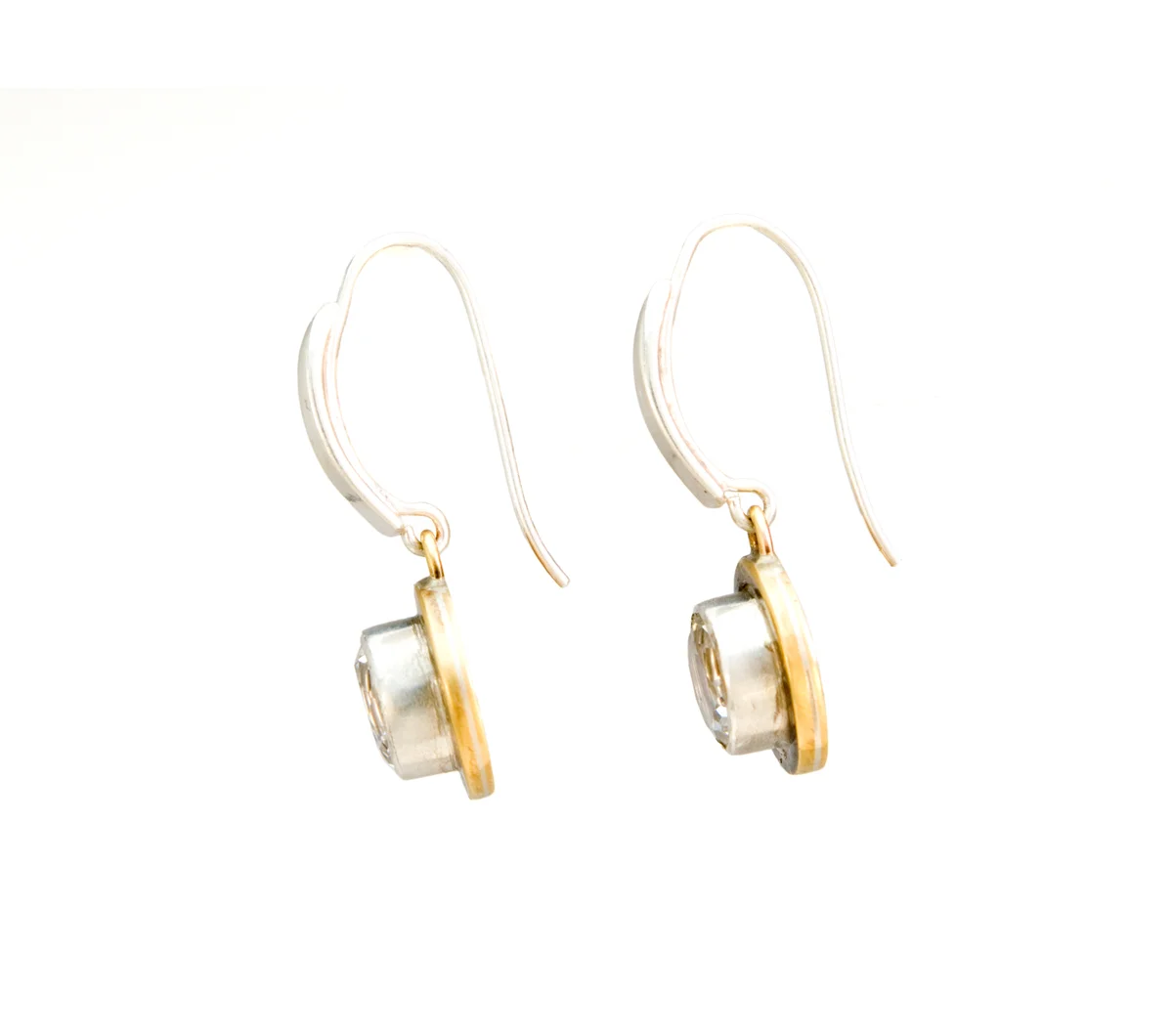 Silver and Bronze White Topaz Drop Earrings © Margaret Ellis