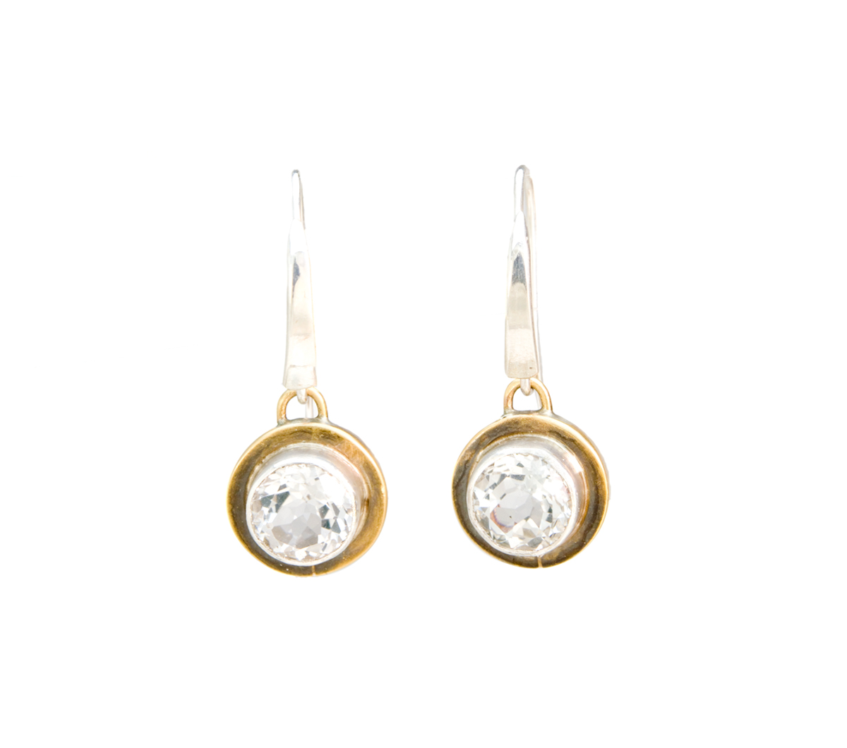 Silver and Bronze White Topaz Drop Earrings © Margaret Ellis