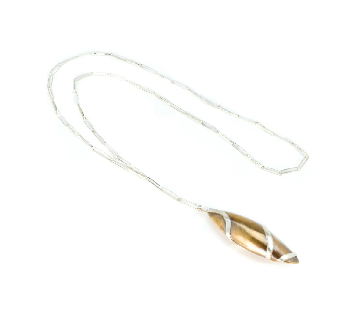 Silver and Bronze Long Pendant Necklace © Margaret Ellis
