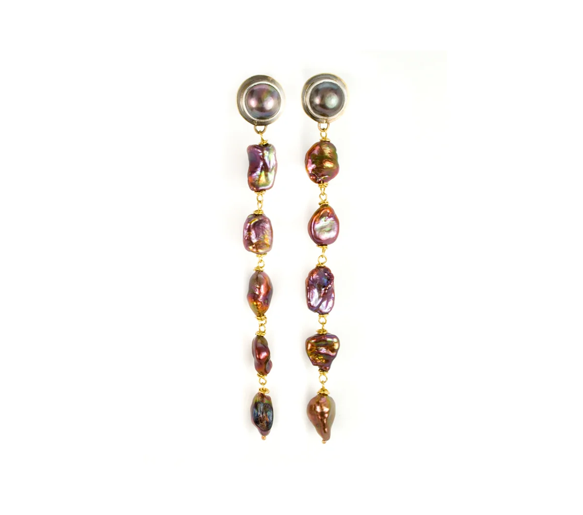 Long Brown Pearl Earrings © Margaret Ellis