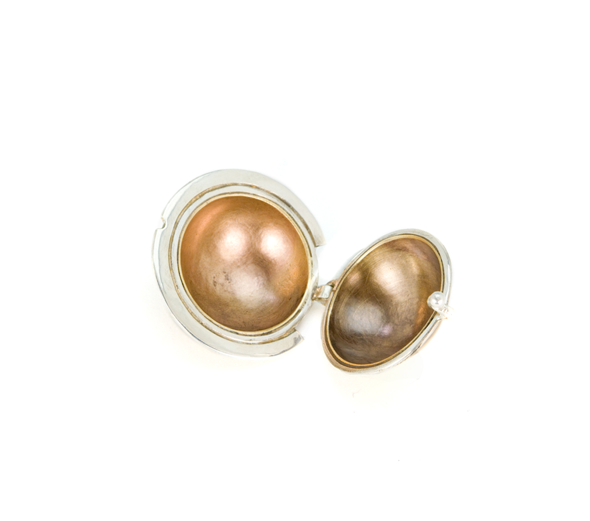 Silver and Bronze Locket Opened Charm from Necklace © Margaret Ellis